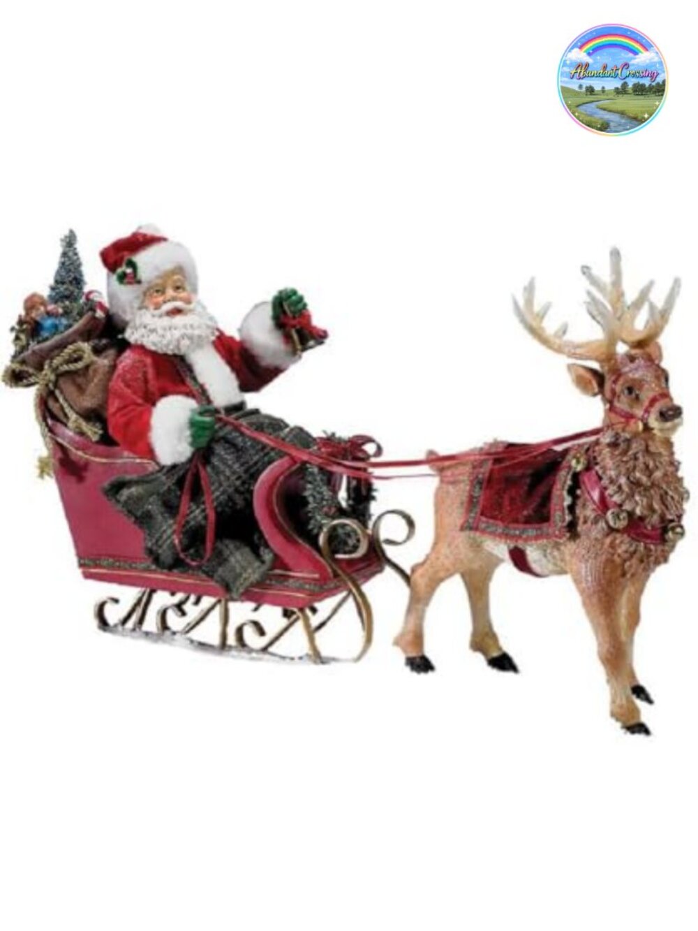 Kurt Adler Fabriché 10-Inch Santa Sleigh Reindeer Tablepiece Figurine